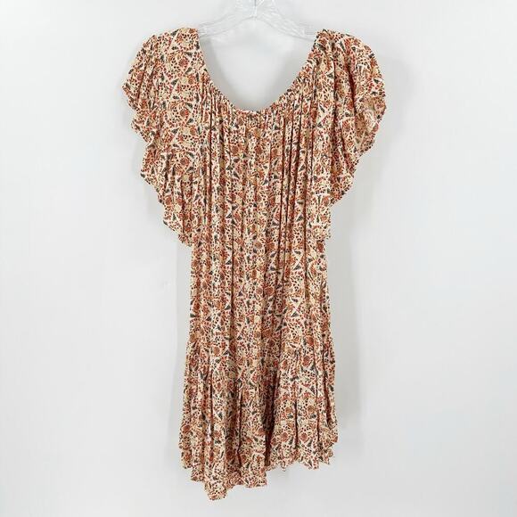 Rachel Zoe Orange Floral Flutter Sleeve Causal Swing Mini Dress Size Small - Picture 2 of 12